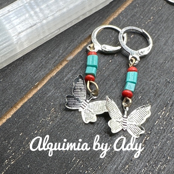 Alquimia by Ady Silver Butterfly Earrings turquoise - Picture 1 of 1